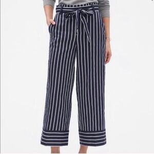 Banana Republic Blake Striped Wide Leg Navy Pants Sz 2